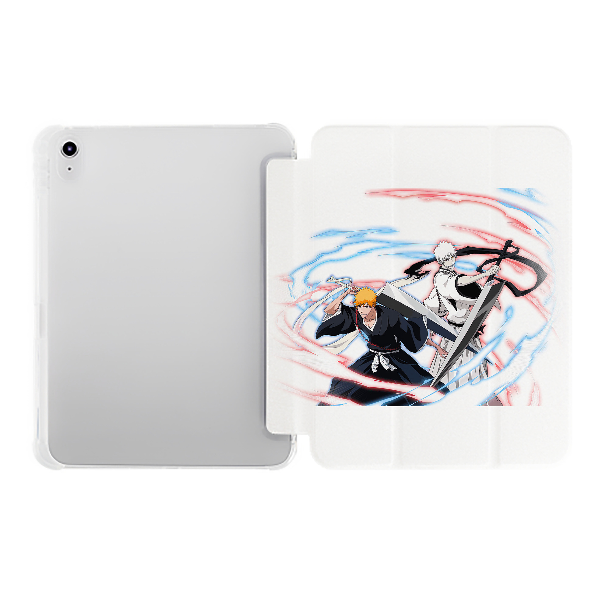 （画像用） ブリーチ 黒崎一護（くろさき いちご）BLEACH Kurosaki Ichigo IPad ケース ペン収納付き 三つ折りスタンド PUレザー×シリコン 対応機種9.5/10.5/10.9インチ